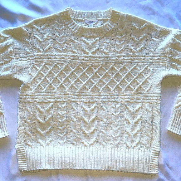 Classic Fisherman Cream Cable Knit Sweater Lightweight Timeless Preppy Sz M - Picture 6 of 15